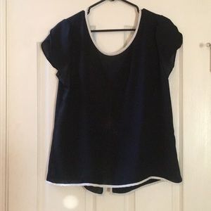 Black sheer with white trim and bows on back